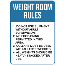 PRINTED ALUMINUM A2 SIGN - Weight Room Rules