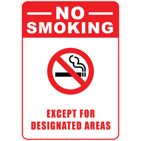 PRINTED ALUMINUM A3 SIGN - No Smoking Except for Designated Areas.