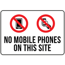 PRINTED ALUMINUM A3 SIGN - No Mobile Phones On This Site Sign
