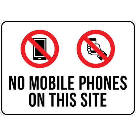 PRINTED ALUMINUM A4 SIGN - No Mobile Phones On This Site Sign