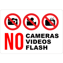 PRINTED ALUMINUM A2 SIGN - No Cameras & Video Flash Sign