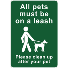 PRINTED ALUMINUM A3 SIGN - All Pets Must Be On A Leash Sign
