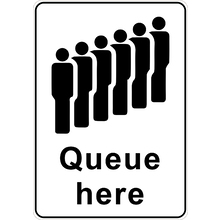 PRINTED ALUMINUM A5 SIGN - Queue Here Sign