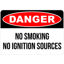PRINTED ALUMINUM A5 SIGN - No Ignition Sources Sign