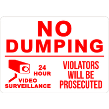 PRINTED ALUMINUM A2 SIGN - No Dumping Violators Will Be Prosecuted Sign