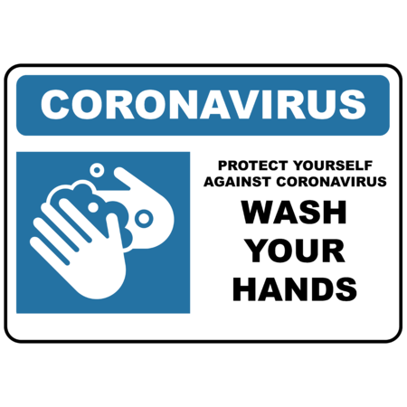 PRINTED ALUMINIUM A2 SIGN - Coronavirus Wash Hands Blue