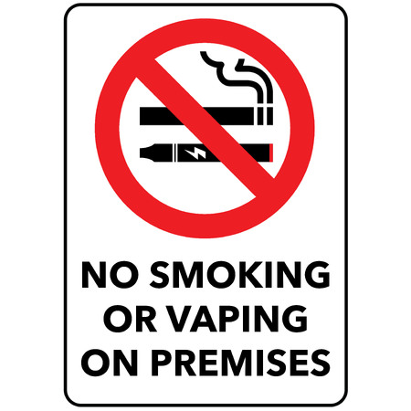 PRINTED ALUMINIUM A2 SIGN - No Smoking or Vaping on Premises