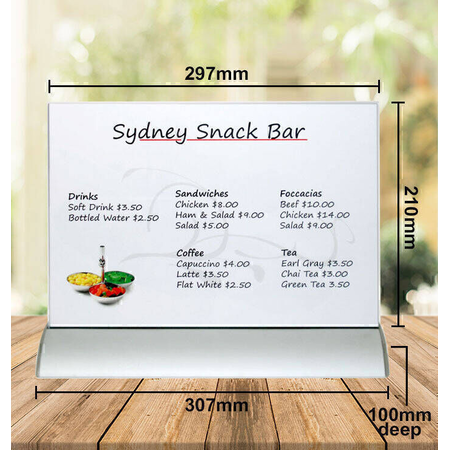 A4 Landscape Aluminium Menu Sign Holders