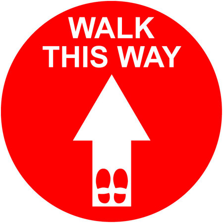 Pack of 10 - Hard Floor Red Commercial Grade Marking Sign 250mm - Walk This Way