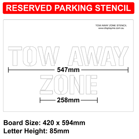 TOW AWAY Reusable Line Road Marking Stencil