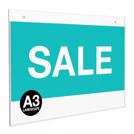 BULK SALE - 12 x A3 Clear Acrylic Ticket Holder / Sign Holder with Holes Landscape