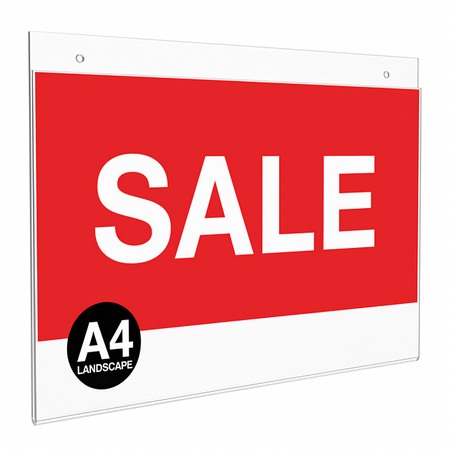 BULK SALE - 12 x A4 Clear Acrylic Ticket Holder / Sign Holder with Holes Landscape