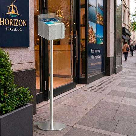 Tall Silver Promo Holder Stand