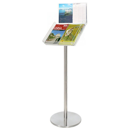 Silver Freestanding Brochure Holder Holds A3 Landscape 