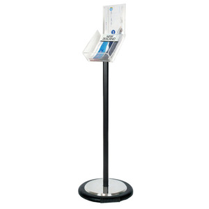 Black Freestanding Brochure Holder Holds A4 with Wheel Base