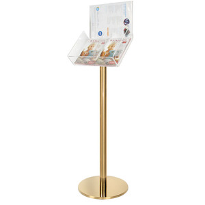 Gold  Freestanding Brochure Holder Holds 2 A5