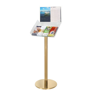 Gold  Freestanding Brochure Holder Holds 4 DL 
