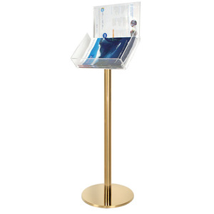Gold  Freestanding Brochure Holder Holds A4 Landscape 
