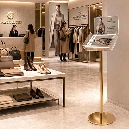 Gold  Freestanding Brochure Holder Holds A4 Landscape 