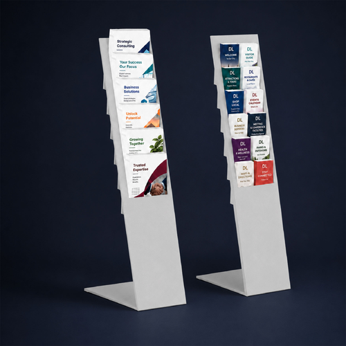 Silver Mod Brochure Holder Display with Dividers