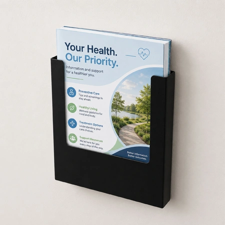 A4 Black Steel Brochure Holder