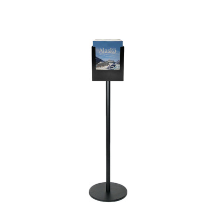 Freestanding A4 Black Steel Brochure Holder Extra Deep