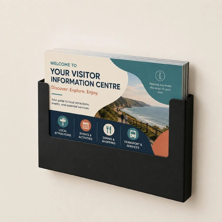 A4 Landscape Black Steel Brochure Holder