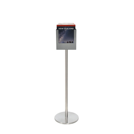 Freestanding A4 Silver Steel Brochure Holder Extra Deep