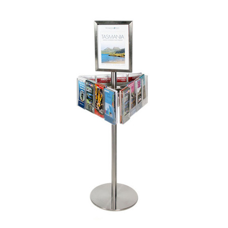 Stainless Steel Short Carousel Holds 12 DL & A4 Sign