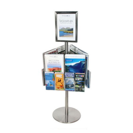 Stainless Steel Short Carousel Holds 6 A4 12 DL & A4 Sign