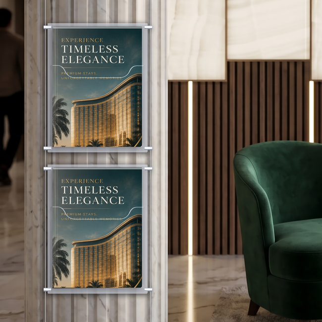 Cable Brochure System 1 Column with 2 A4 Brochure Holders