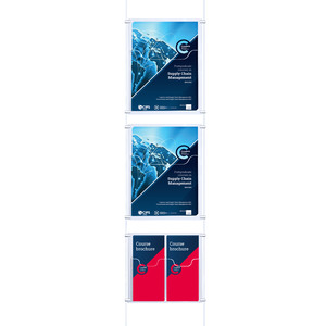 Cable Brochure System 1 Column with 2 A4 & 2 DL Brochure Holders