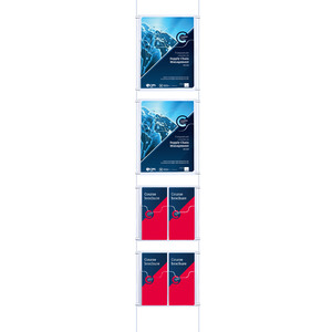 Cable Brochure System 1 Column with 2 A4 & 4 DL Brochure Holders