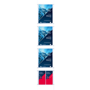 Cable Brochure System 1 Column with 3 A4 & 2  DL Brochure Holders