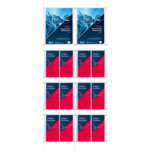 Cable Brochure System 2 Column with 2 A4 & 12 DL Brochure Holders