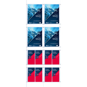 Cable Brochure System 2 Column with 4 A4 & 8 DL Brochure Holders