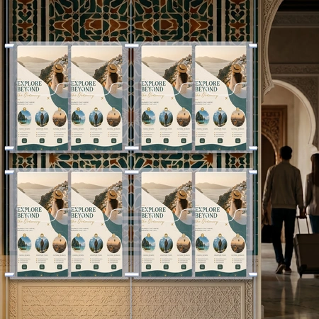 Cable Brochure System 2 Column with 8 DL Brochure Holders