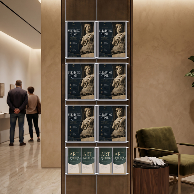 Cable Brochure System 2 Column with 6 A4 & 4 DL Brochure Holders