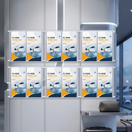 Cable Brochure System 3 Column with 12 DL Brochure Holders