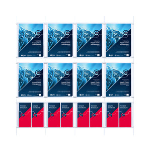 Cable Brochure System 4 Column with 8 A4 & 8 DL Brochure Holders