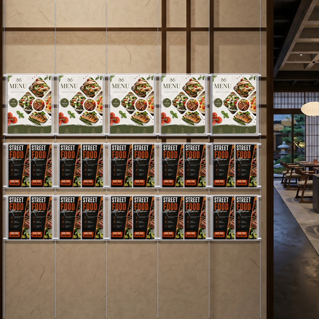 Cable Brochure System 5 Column with 5 A4 & 20 DL Brochure Holders