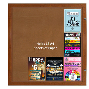 12 A4 Dark Wood Finish Lockable Corkboard