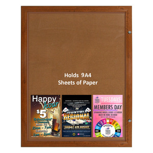 9A4 Darkwood Finish Lockable Corkboard