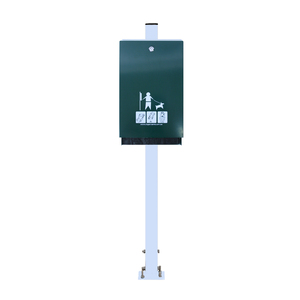 Green Dog Waste Bag Dispenser with Silver 1150mm Pole