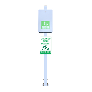 Silver Dog Waste Bag Dispenser , Silver 1450mm Pole and A4 Printed Sign