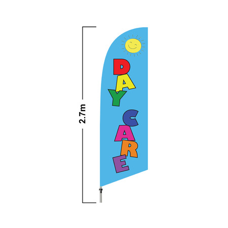 Blue Day Care 2.7 Meter Double Side Feather Flag