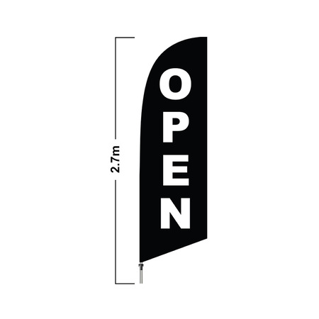 Black Open 2.7 Meter Double Side Feather Flag