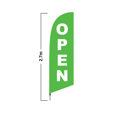 Green Open 2.7 Meter Double Side Feather Flag
