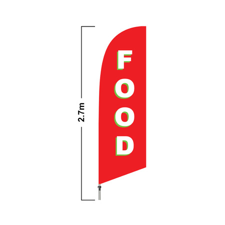 Red Food 2.7 Meter Double Side Feather Flag