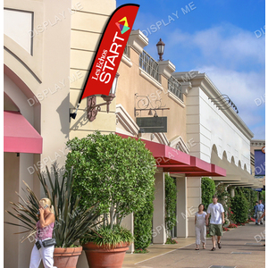 Single Sided 2.7 Meter Bow Fabric  Flag with 45 Degree Wall Mount